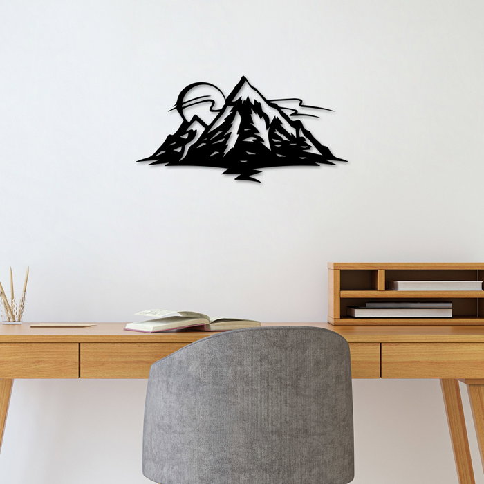 Wallity Mountain 25 Escultura de pared de metal negra